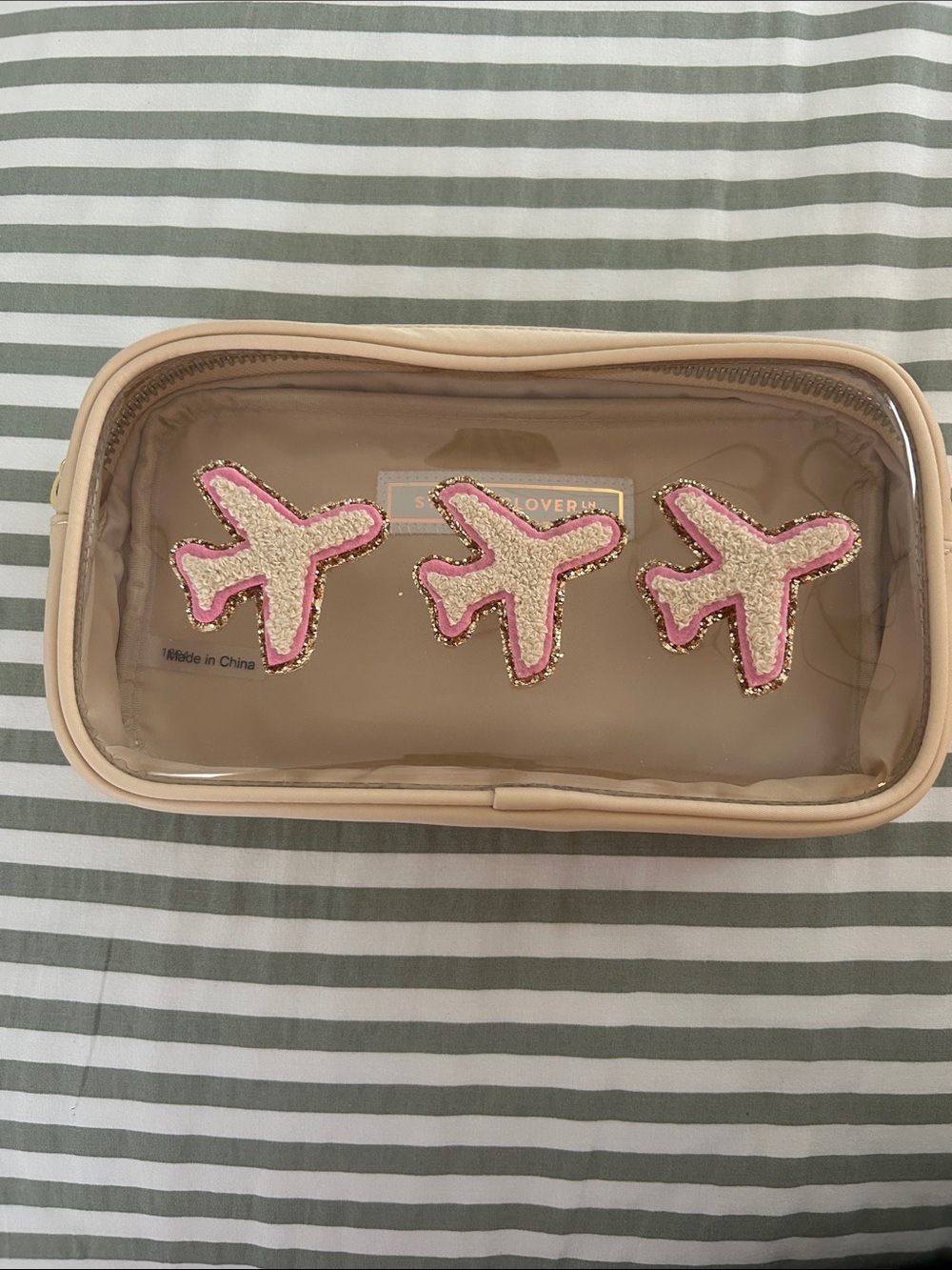 Stoney Clover Lane Airplane Small Pouch in Sand